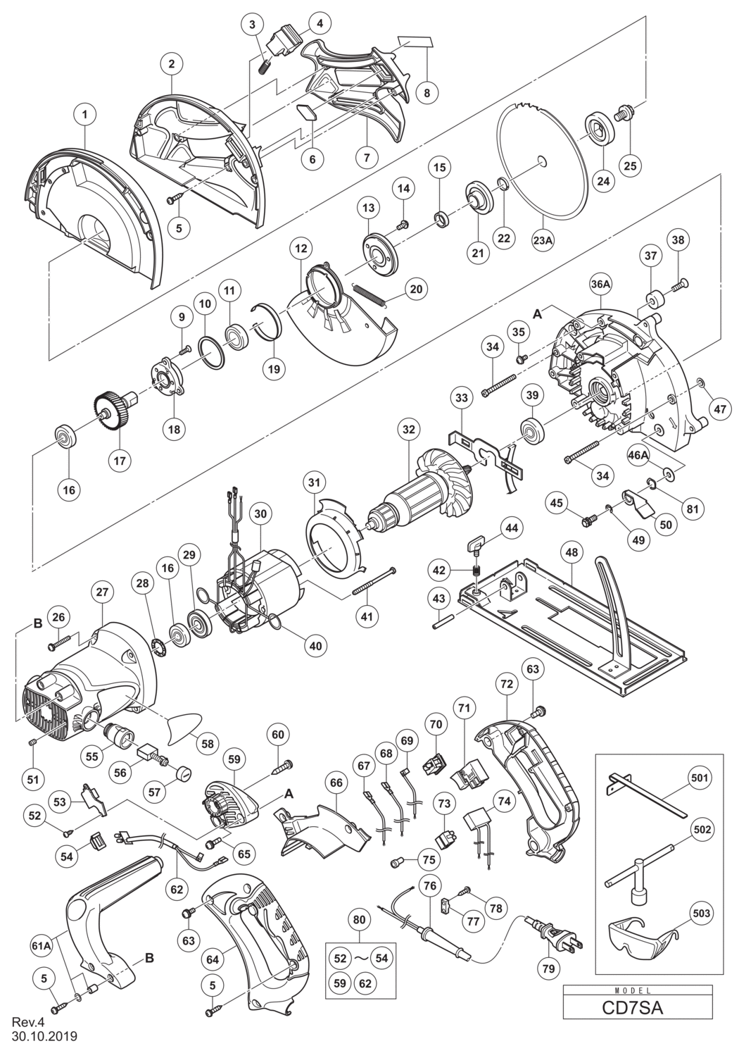 Hitachi / Hikoki CD7SA Chip Saw Cut-off Machine Spare Parts