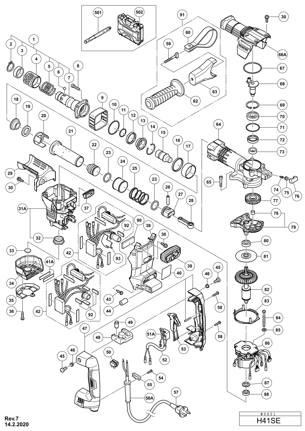 Hitachi / Hikoki H41SE Demolition Hammer Spare Parts