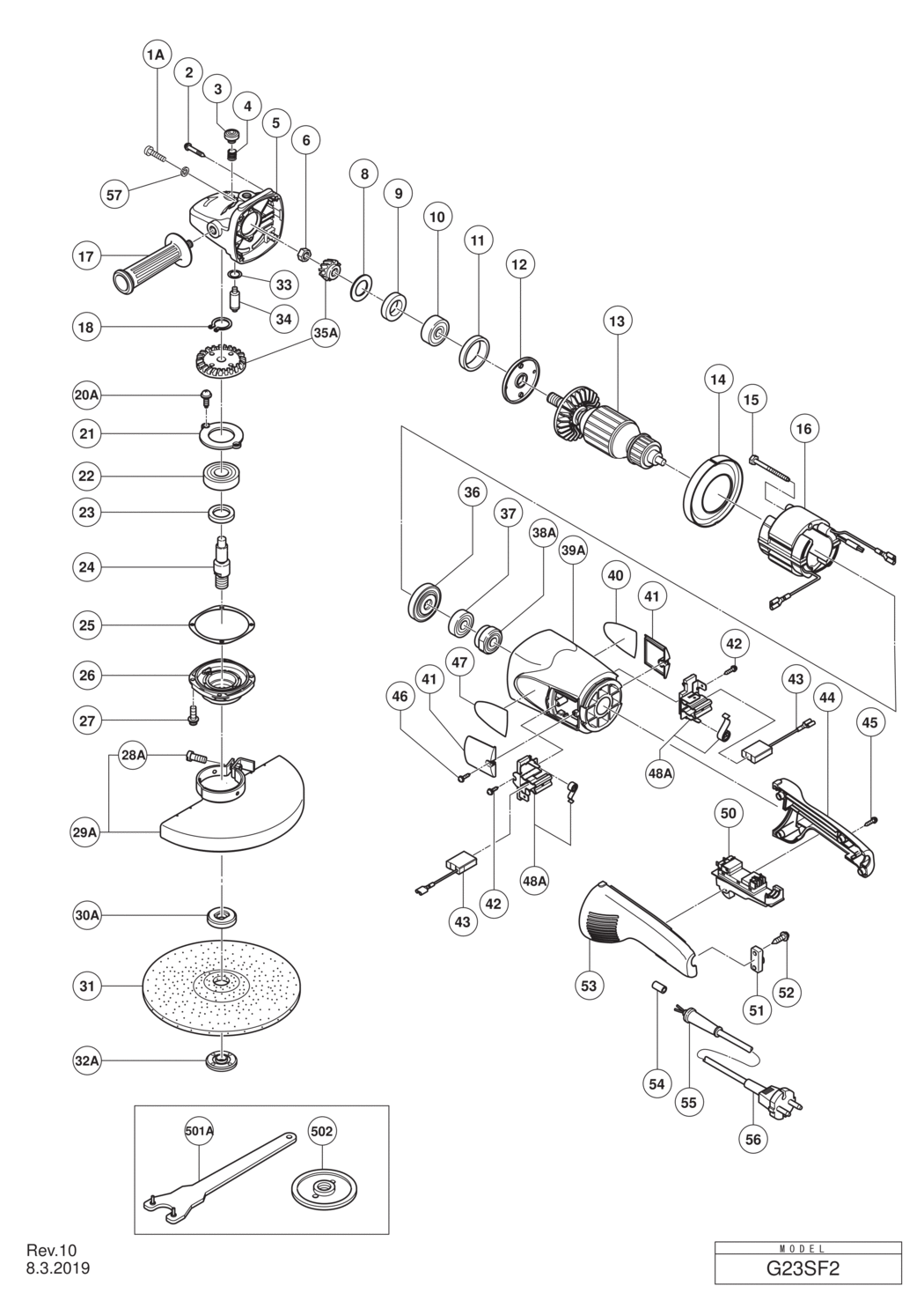 Hitachi / Hikoki G23SF2 Disc Grinder Spare Parts