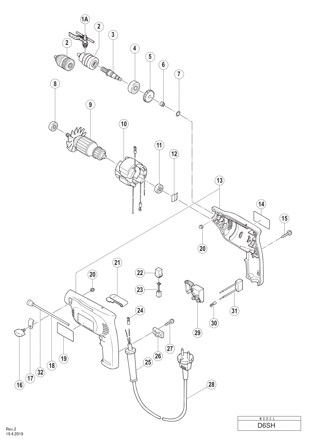 Hitachi / Hikoki D6SH Drill Spare Parts