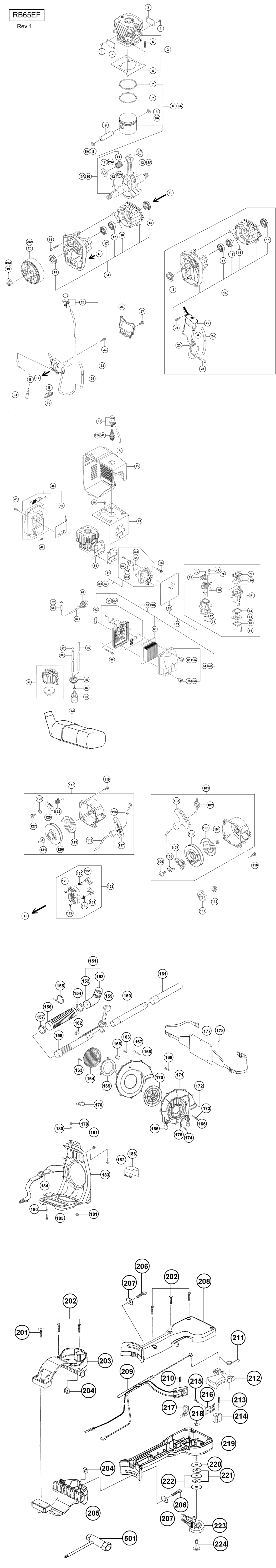 Hitachi / Hikoki RB65EF Engine Blower Spare Parts