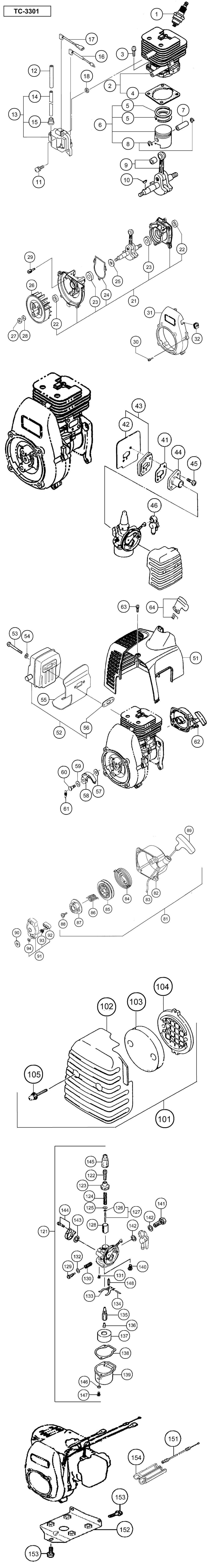 Hitachi / Hikoki TC-3301 Engine Spare Parts