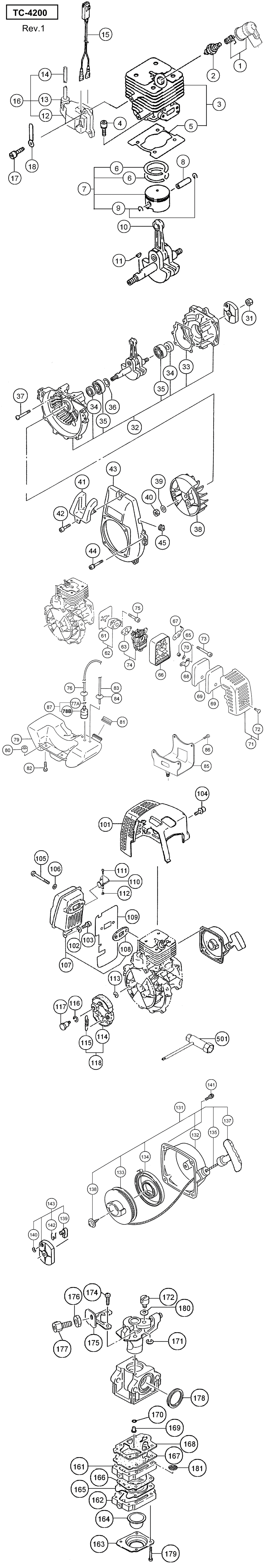 Hitachi / Hikoki TC-4200 Engine Spare Parts
