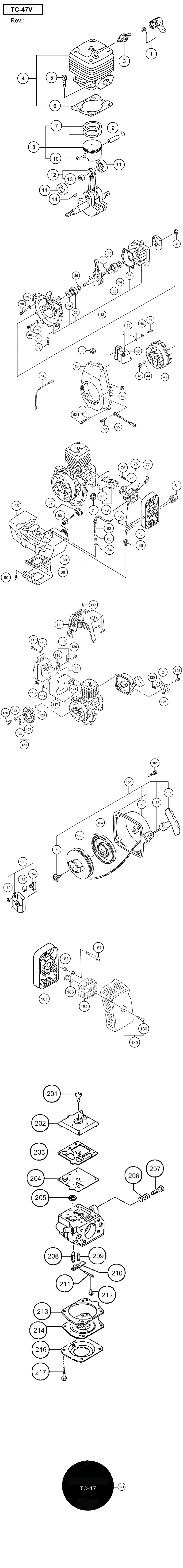 Hitachi / Hikoki TC-47V Engine Spare Parts