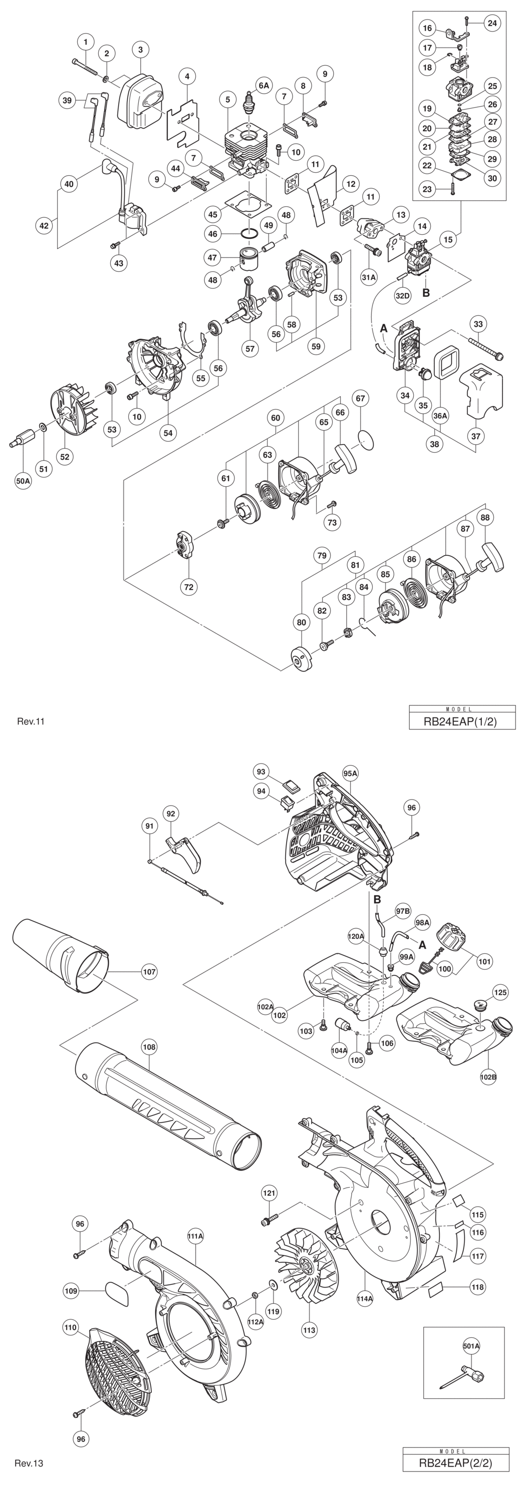 Hitachi / Hikoki RB24EAP Engine Blower Spare Parts