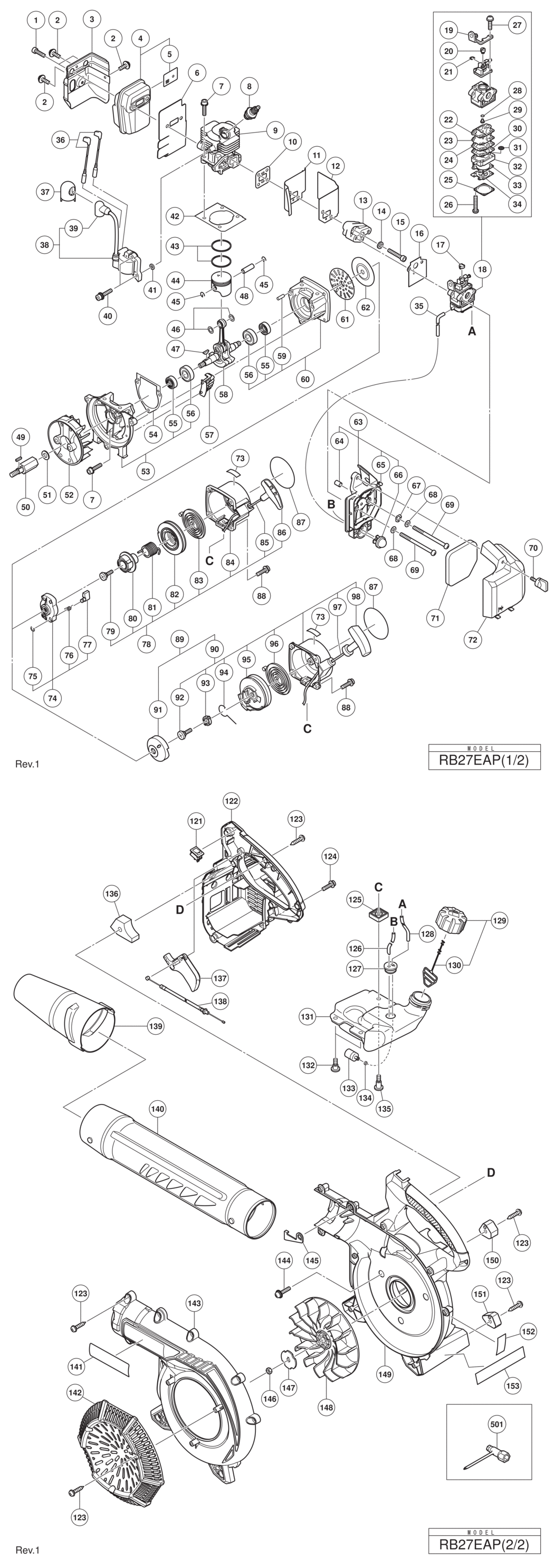 Hitachi / Hikoki RB27EAP Engine Blower Spare Parts