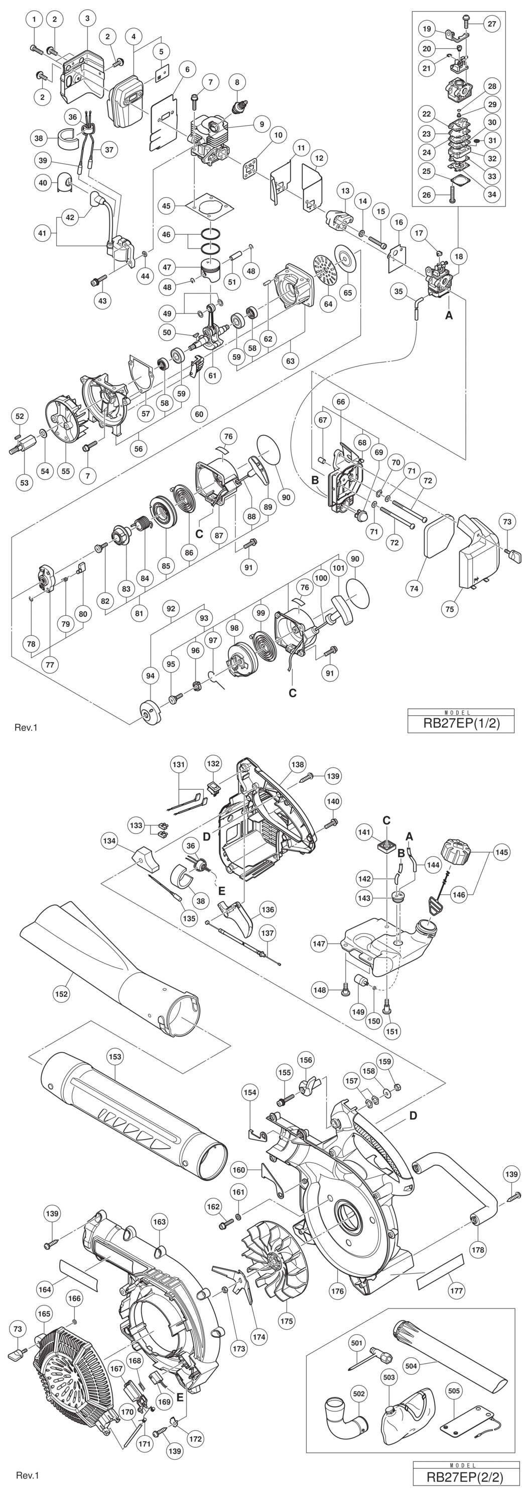 Hitachi / Hikoki RB27EP Engine Blower Spare Parts