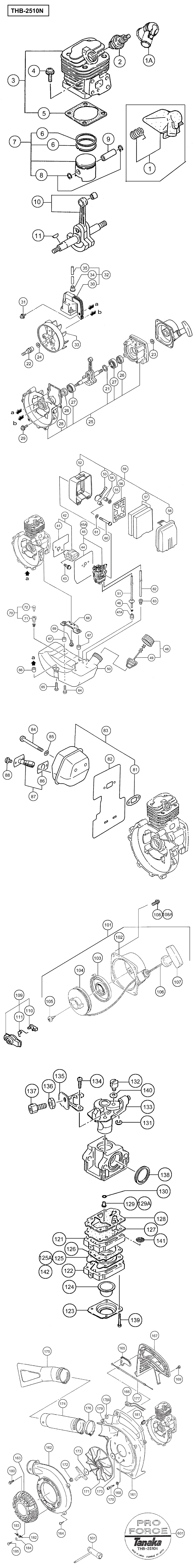 Hitachi / Hikoki THB-2510N Engine Blower Spare Parts