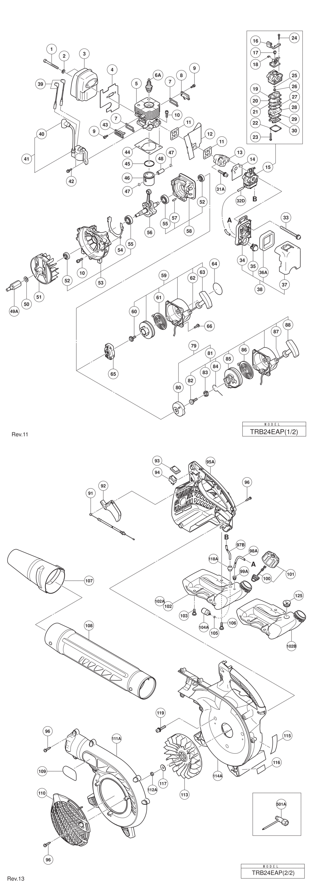 Hitachi / Hikoki TRB24EAP Engine Blower Spare Parts