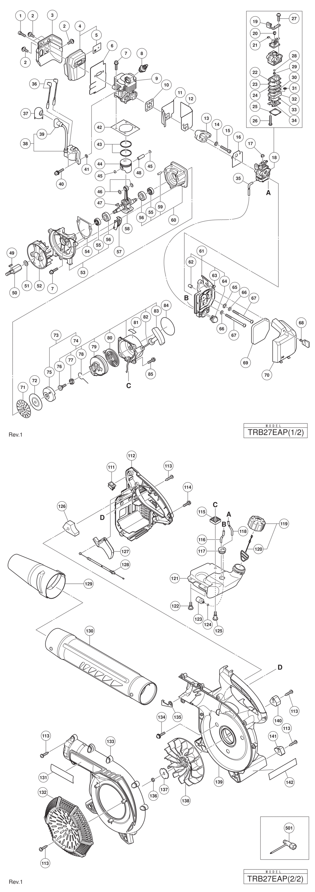 Hitachi / Hikoki TRB27EAP Engine Blower Spare Parts