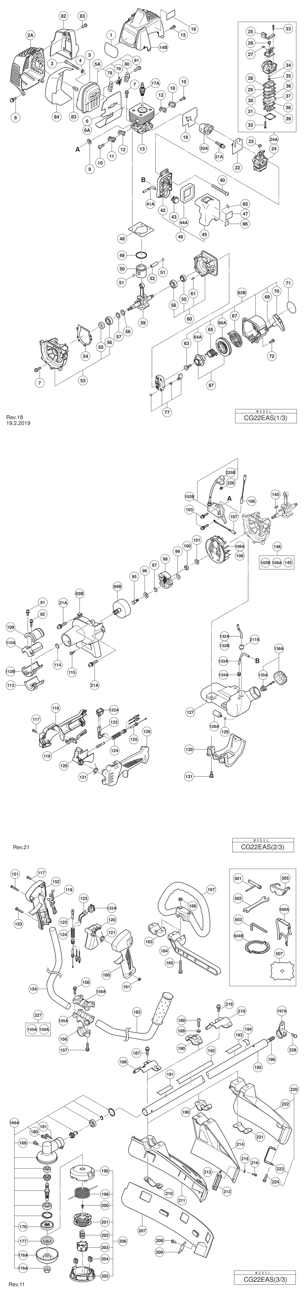 Hitachi / Hikoki CG22EAS Engine Brush Cutter Spare Parts
