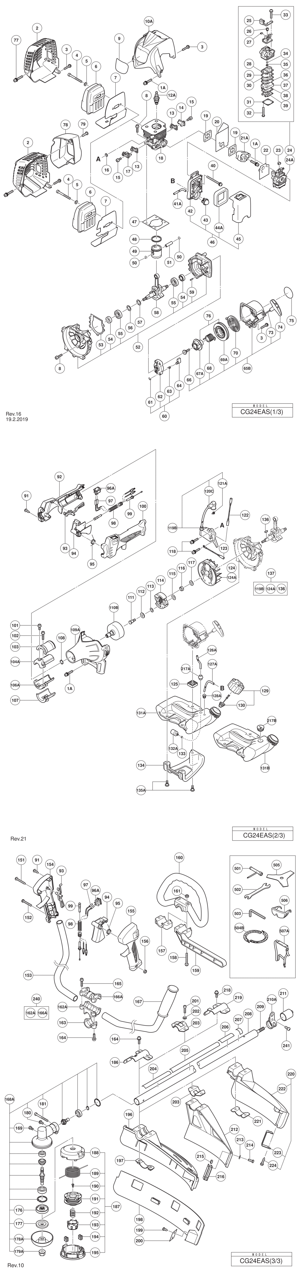 Hitachi / Hikoki CG24EAS Engine Brush Cutter Spare Parts