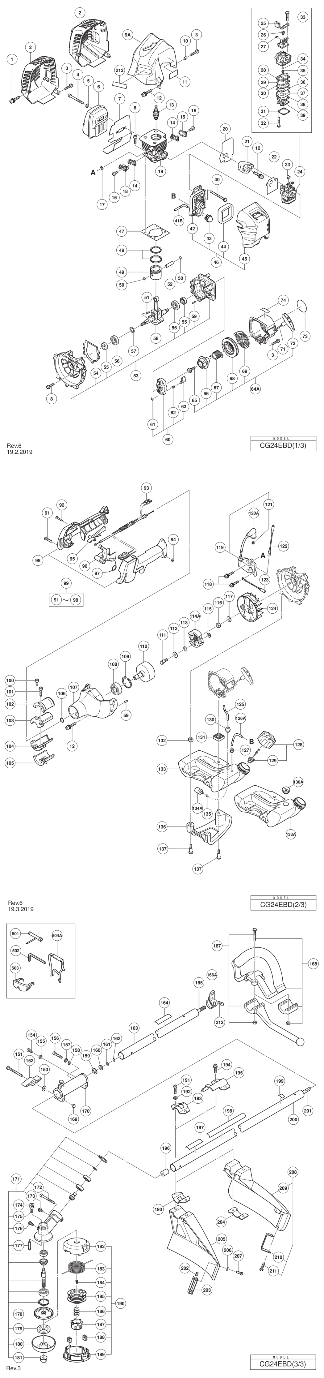 Hitachi / Hikoki CG24EBD Engine Brush Cutter Spare Parts