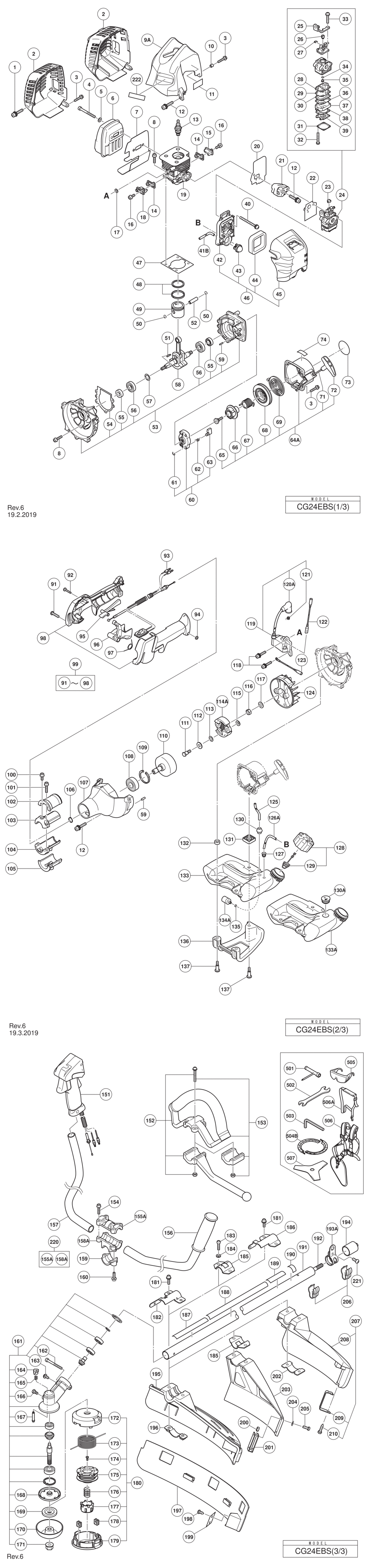 Hitachi / Hikoki CG24EBS Engine Brush Cutter Spare Parts