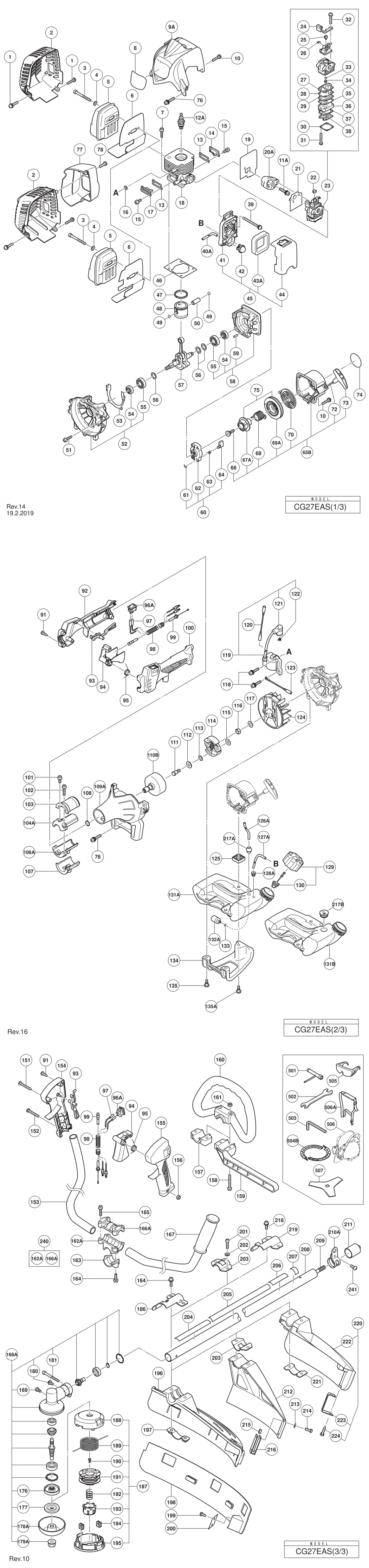 Hitachi / Hikoki CG27EAS Engine Brush Cutter Spare Parts