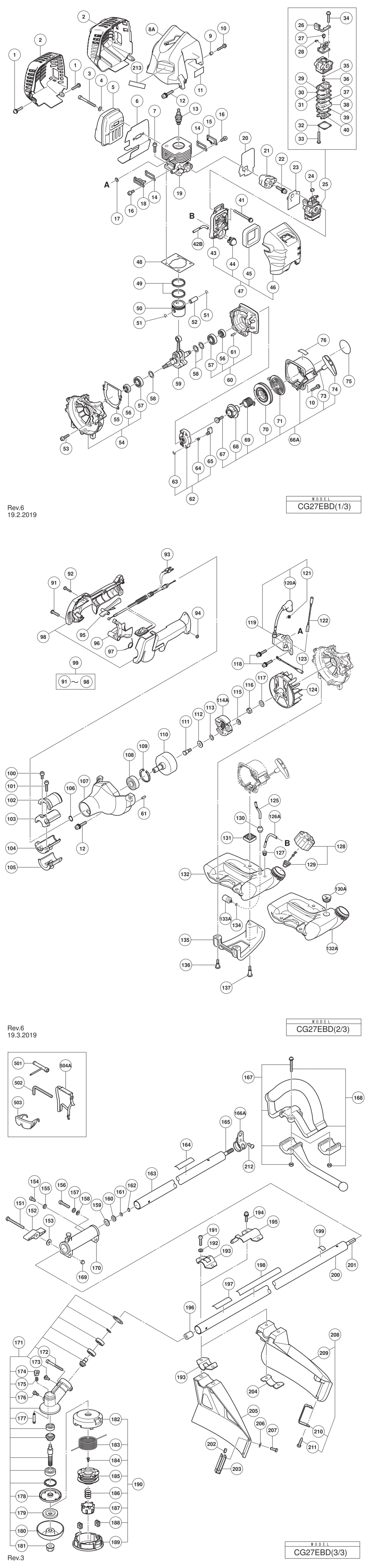 Hitachi / Hikoki CG27EBD Engine Brush Cutter Spare Parts