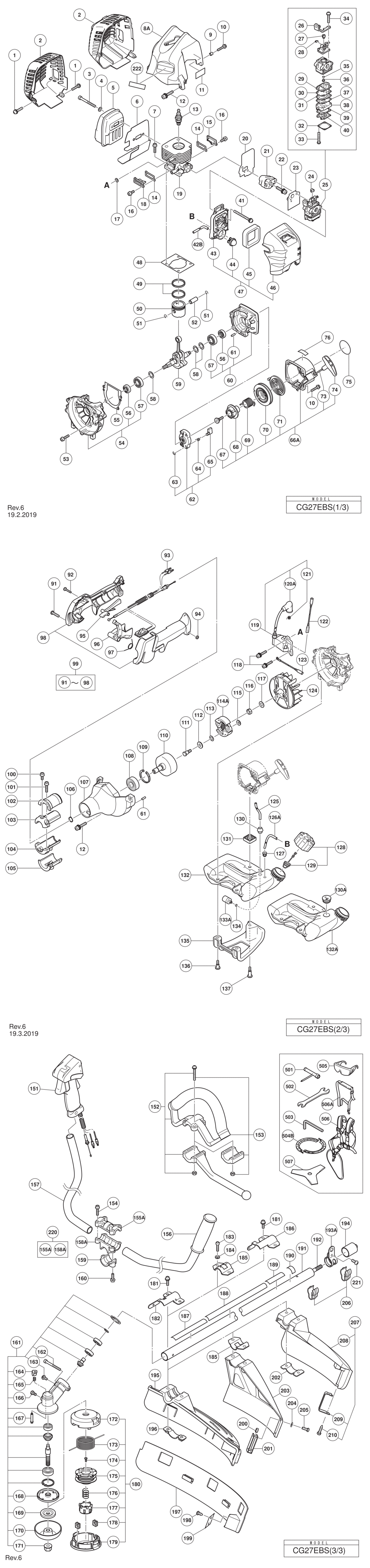 Hitachi / Hikoki CG27EBS Engine Brush Cutter Spare Parts