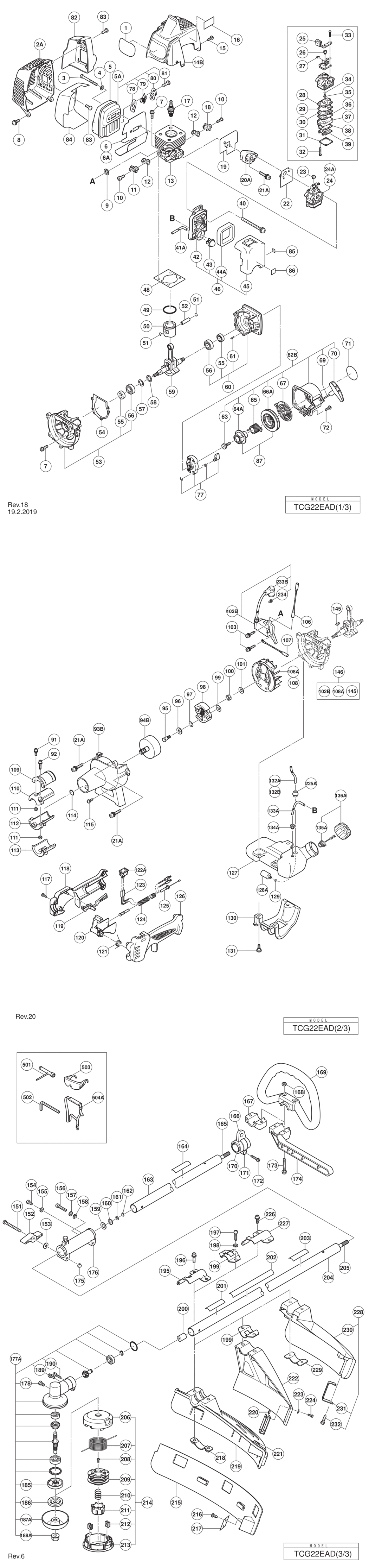 Hitachi / Hikoki TCG22EAD Engine Brush Cutter Spare Parts