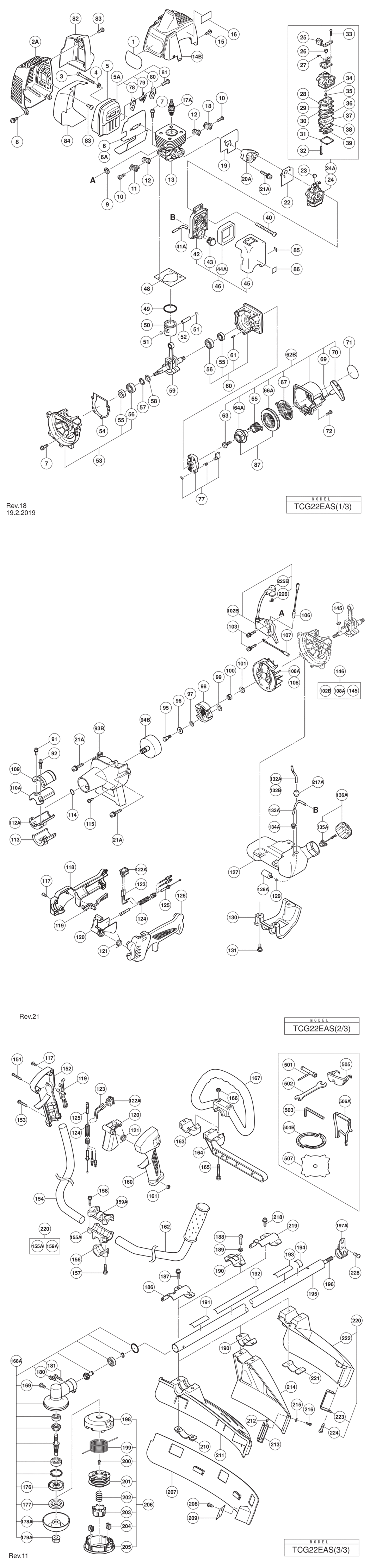Hitachi / Hikoki TCG22EAS Engine Brush Cutter Spare Parts