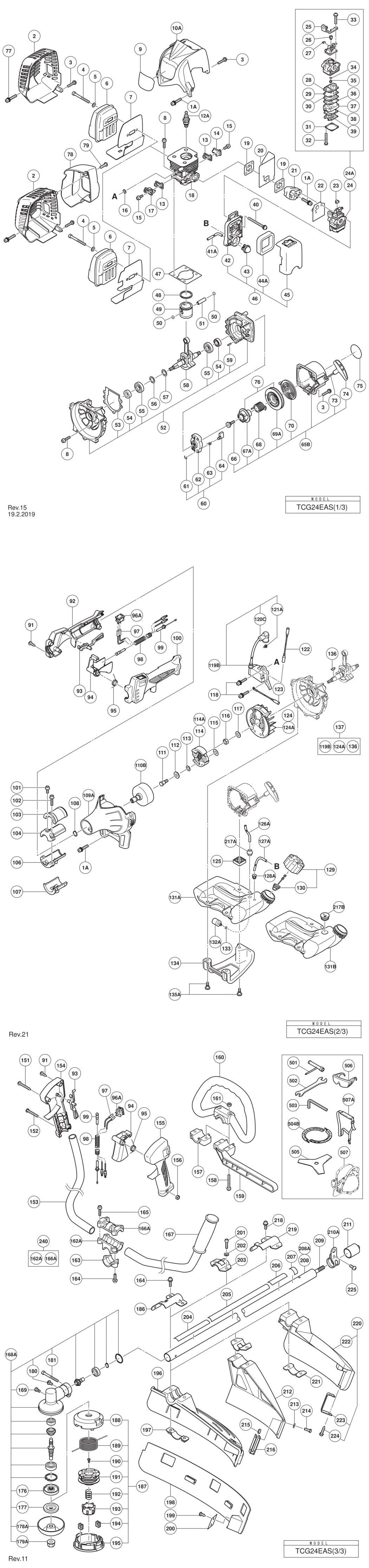 Hitachi / Hikoki TCG24EAS Engine Brush Cutter Spare Parts