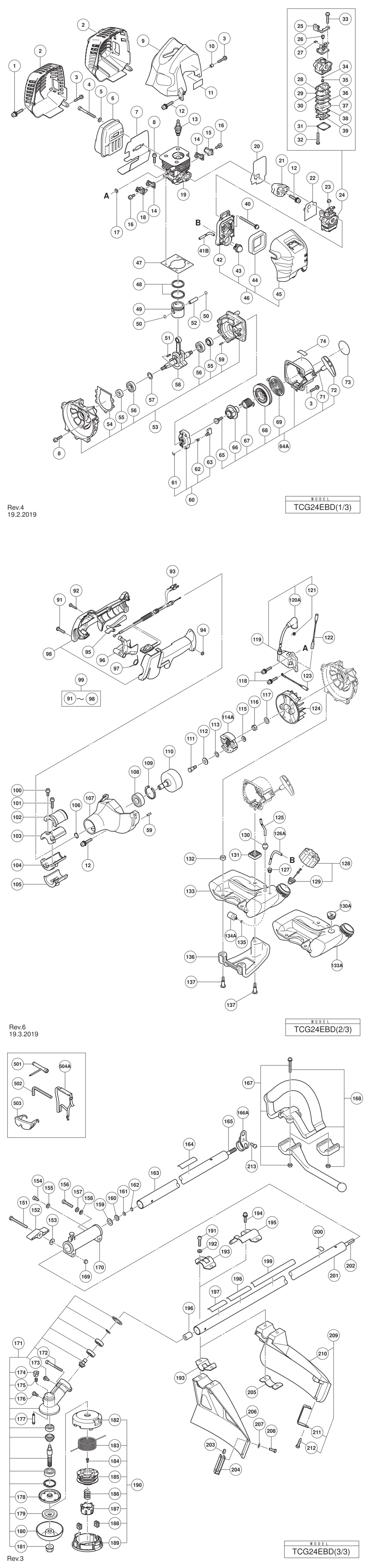 Hitachi / Hikoki TCG24EBD Engine Brush Cutter Spare Parts