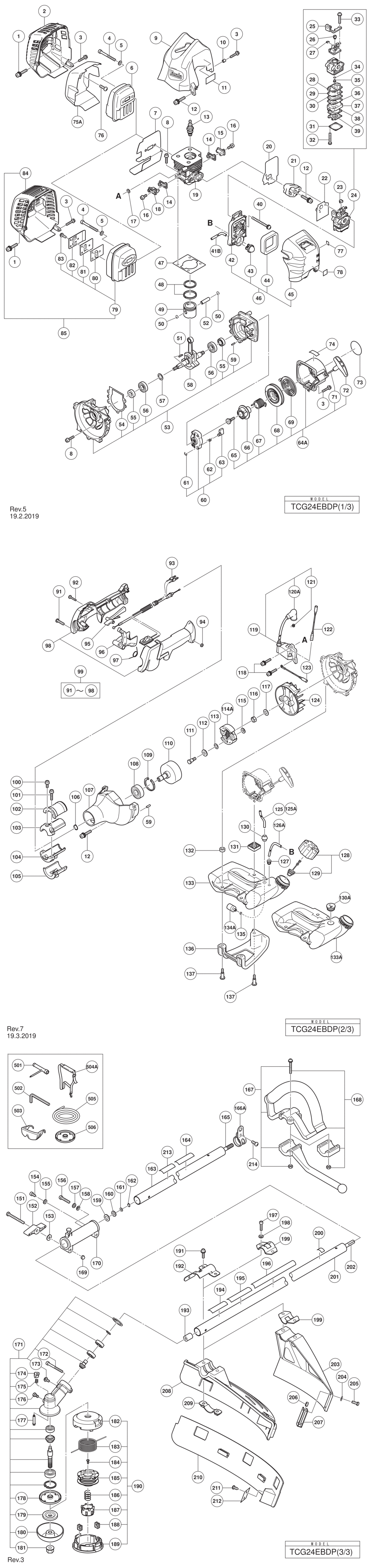 Hitachi / Hikoki TCG24EBDP Engine Brush Cutter Spare Parts