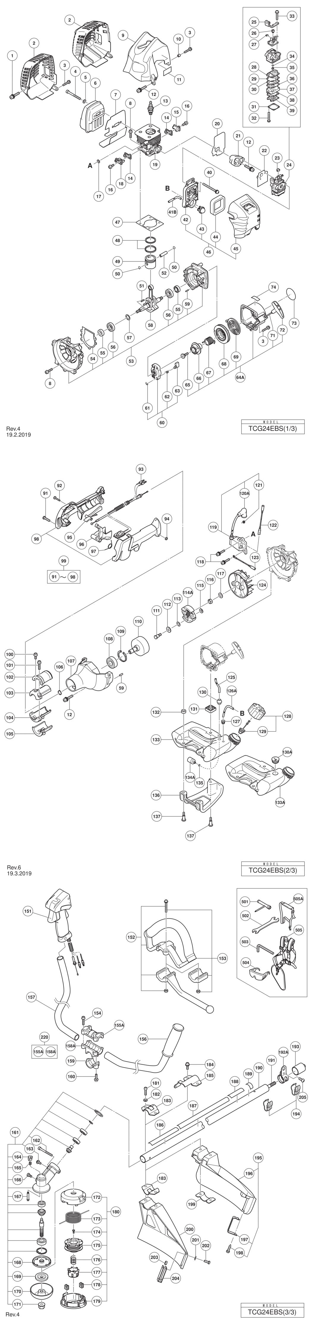 Hitachi / Hikoki TCG24EBS Engine Brush Cutter Spare Parts