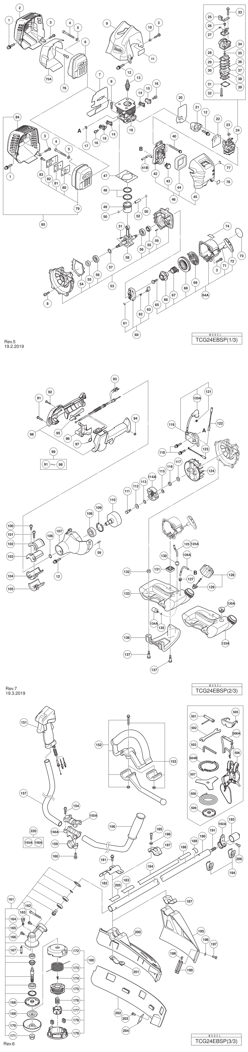 Hitachi / Hikoki TCG24EBSP Engine Brush Cutter Spare Parts