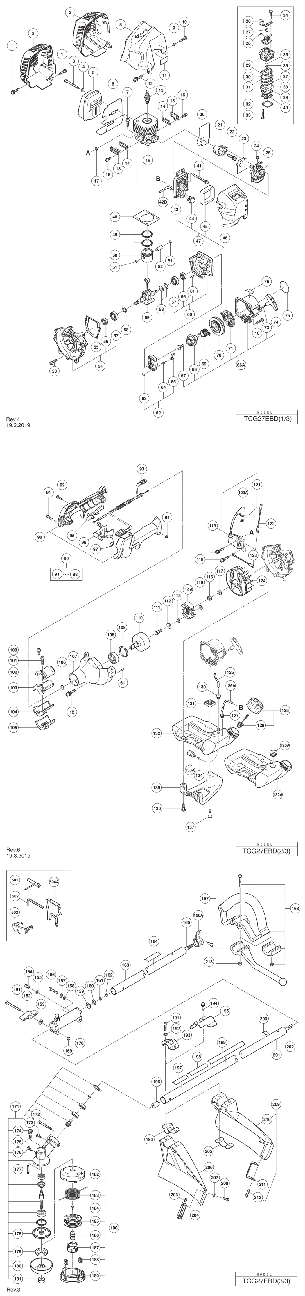 Hitachi / Hikoki TCG27EBD Engine Brush Cutter Spare Parts