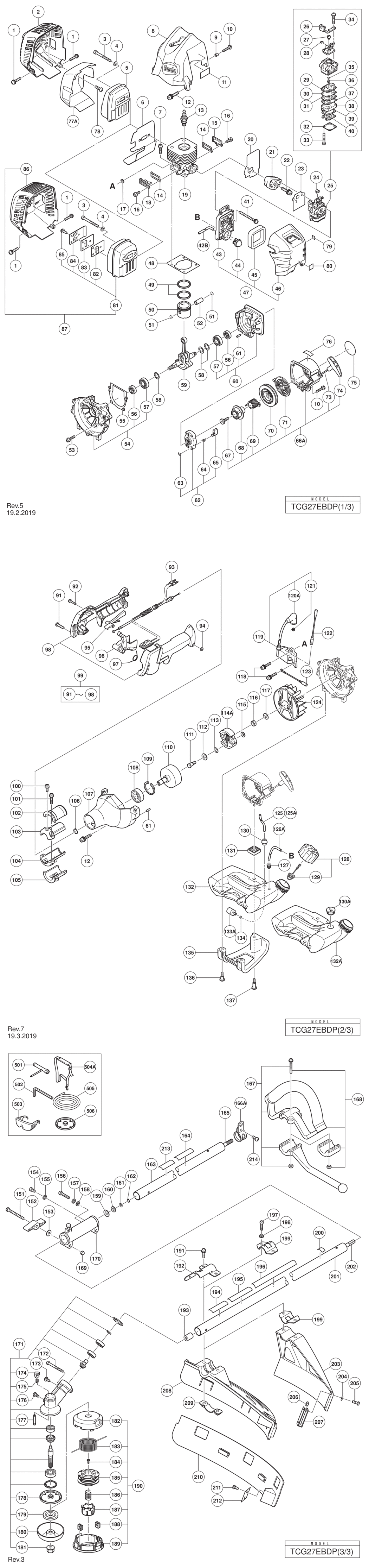 Hitachi / Hikoki TCG27EBDP Engine Brush Cutter Spare Parts