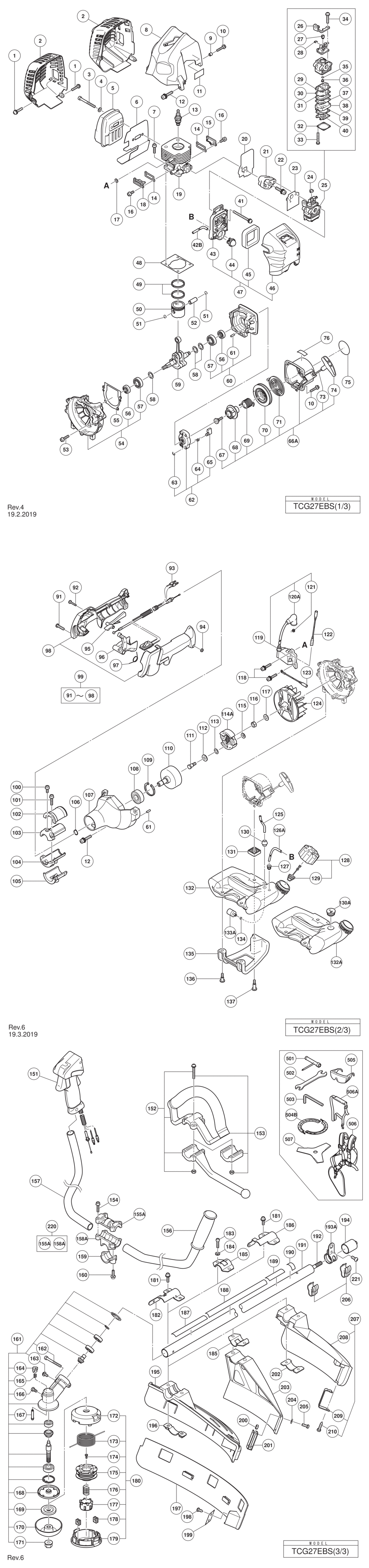 Hitachi / Hikoki TCG27EBS Engine Brush Cutter Spare Parts