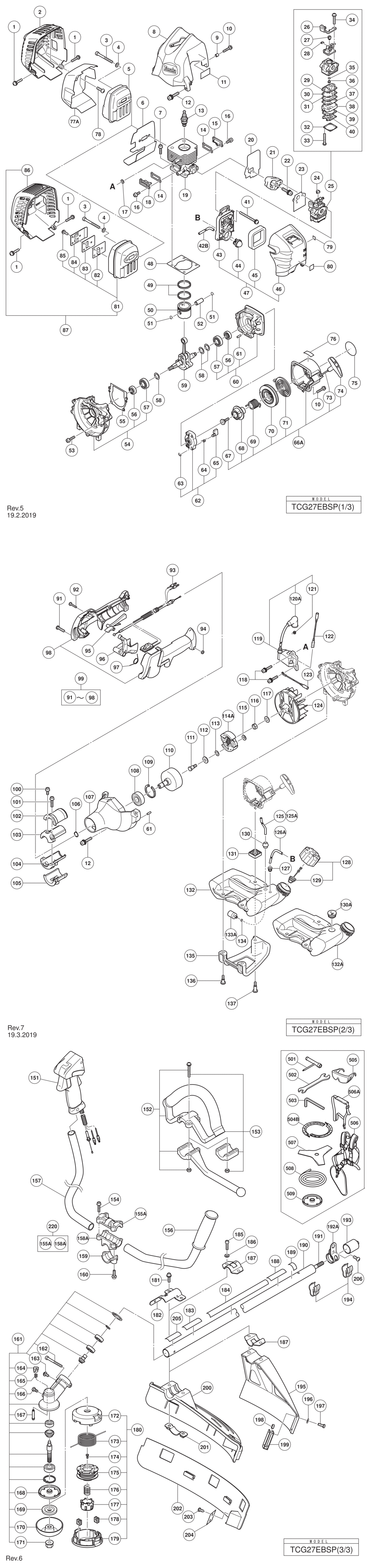 Hitachi / Hikoki TCG27EBSP Engine Brush Cutter Spare Parts