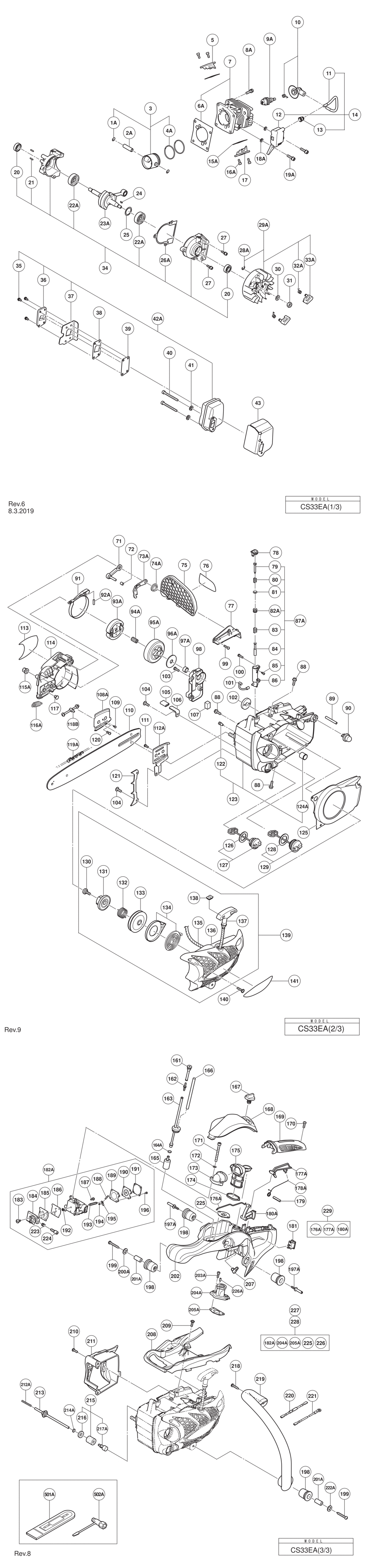Hitachi / Hikoki CS33EA Engine Chain Saw (rear Handle) Spare Parts