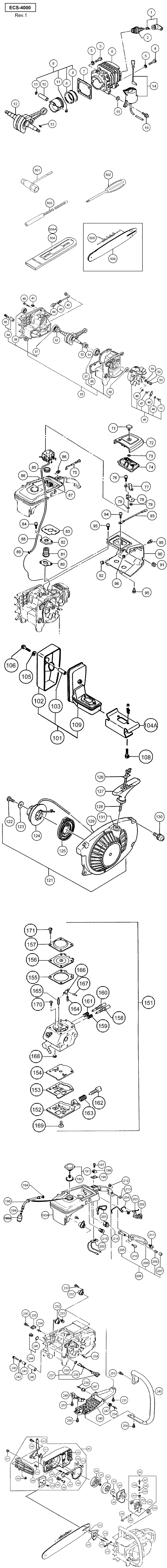 Hitachi / Hikoki ECS-4000 Engine Chain Saw Spare Parts