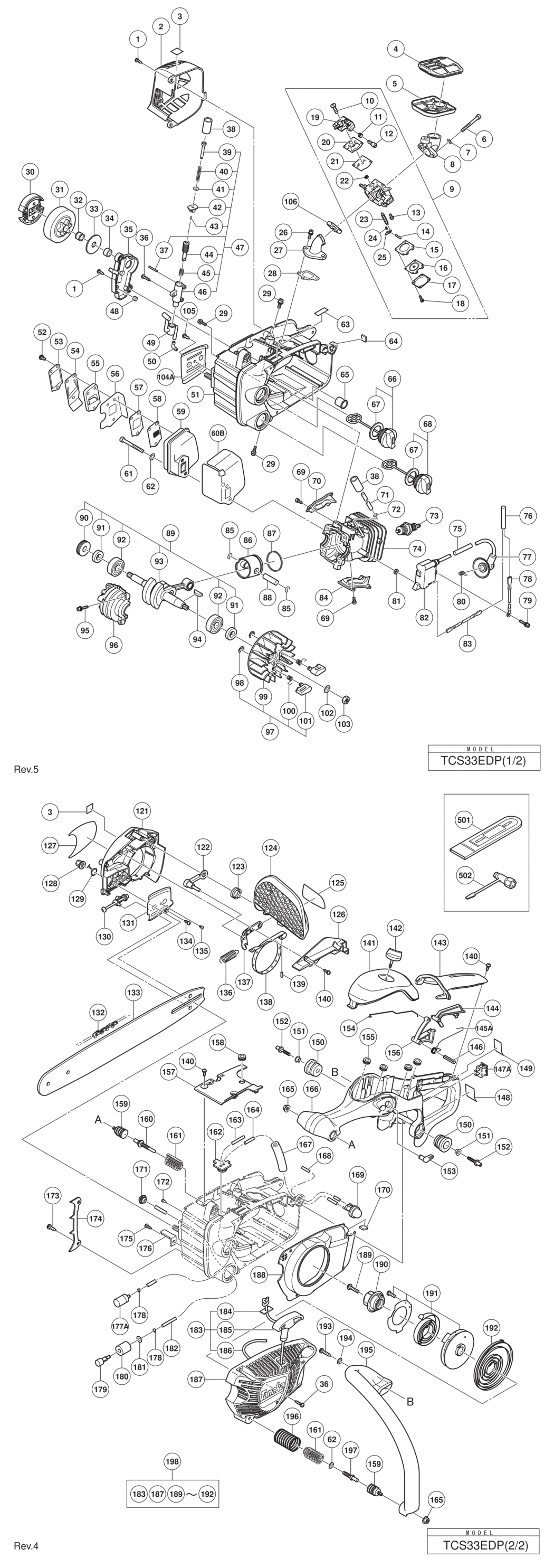 Hitachi / Hikoki TCS33EDP Engine Chain Saw Spare Parts