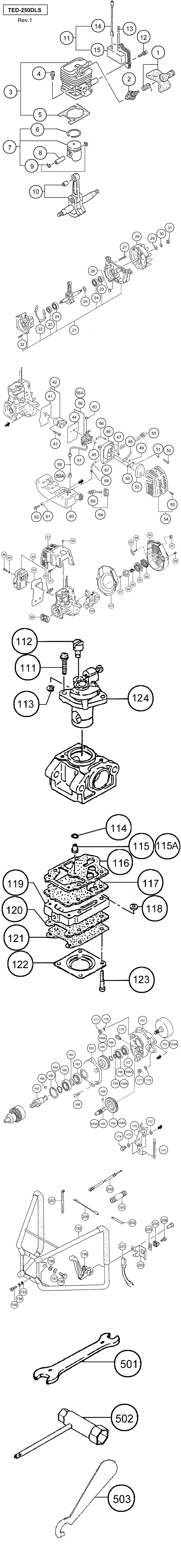 Hitachi / Hikoki TED-250DLS Engine Drill Spare Parts