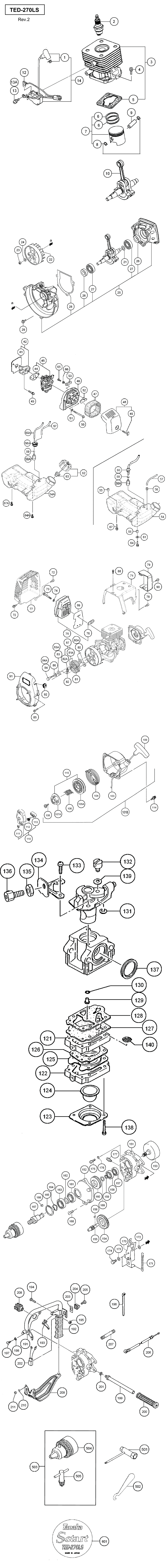 Hitachi / Hikoki TED-270LS Engine Drill Spare Parts