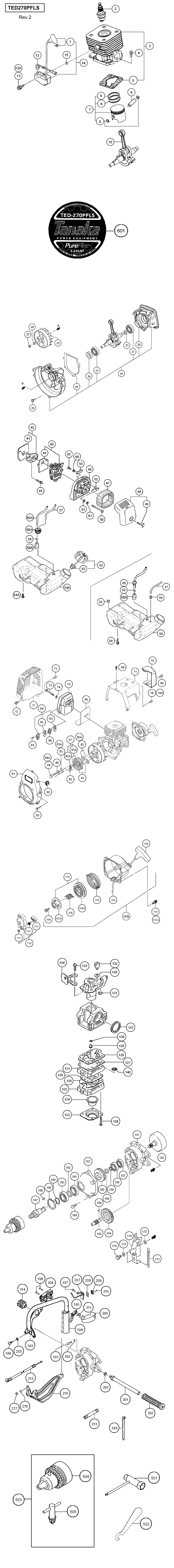 Hitachi / Hikoki TED270PFLS Engine Drill Spare Parts