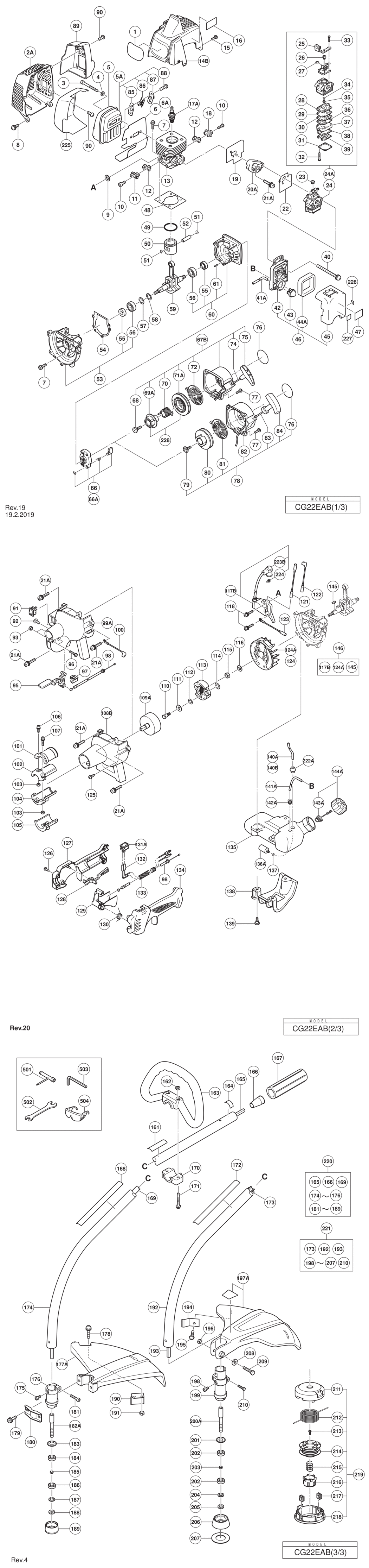 Hitachi / Hikoki CG22EAB Engine Grass Trimmer Spare Parts