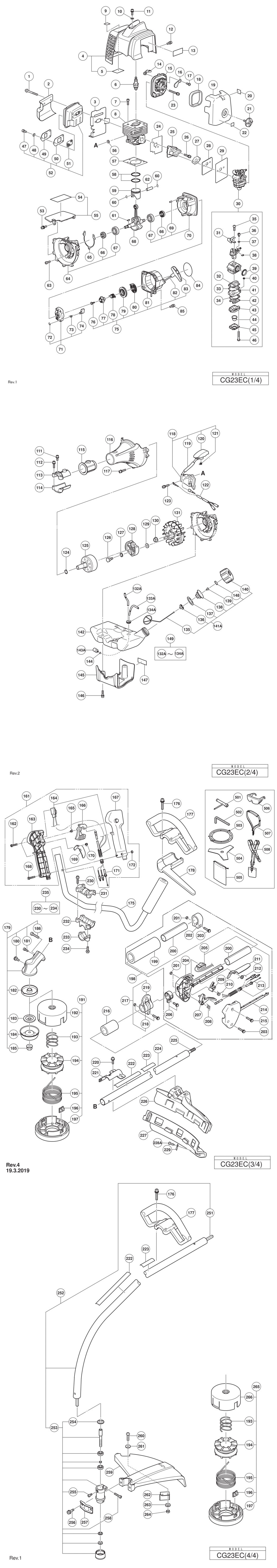 Hitachi / Hikoki CG23EC Engine Grass Trimmer Spare Parts