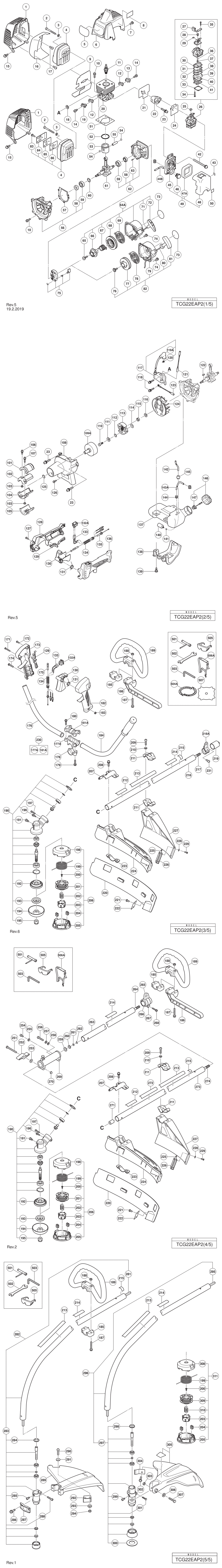 Hitachi / Hikoki TCG22EAP2 Engine Brush Cutter Spare Parts