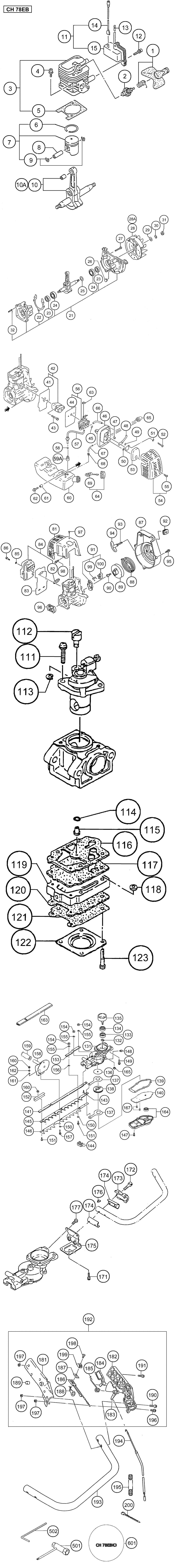 Hitachi / Hikoki CH78EB Engine Hedge Trimmer Spare Parts