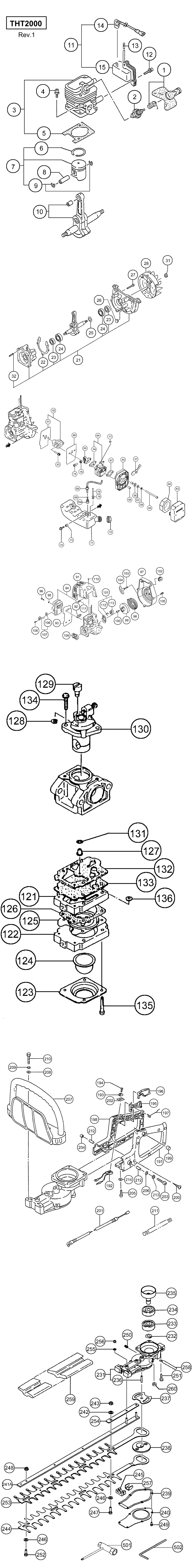 Hitachi / Hikoki THT2000 Engine Hedge Trimmer Spare Parts