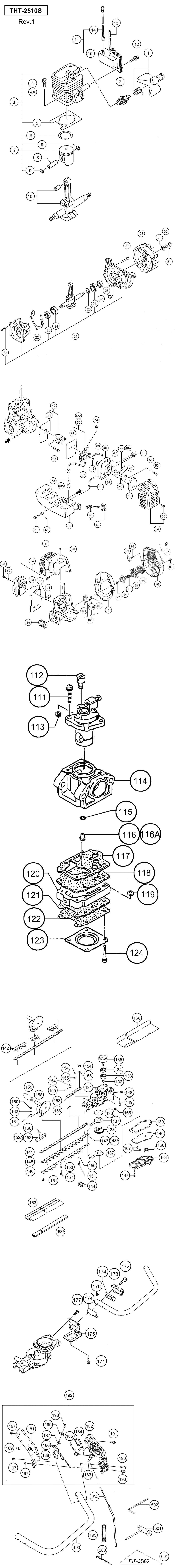 Hitachi / Hikoki THT-2510S Engine Hedge Trimmer Spare Parts
