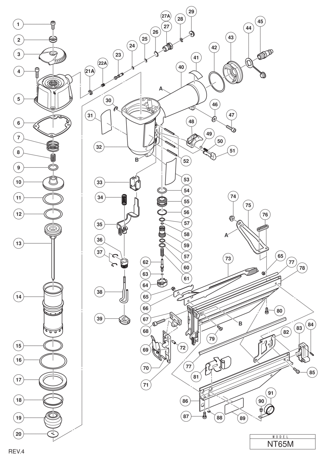 Hitachi / Hikoki NT65M Finish Nailer Spare Parts