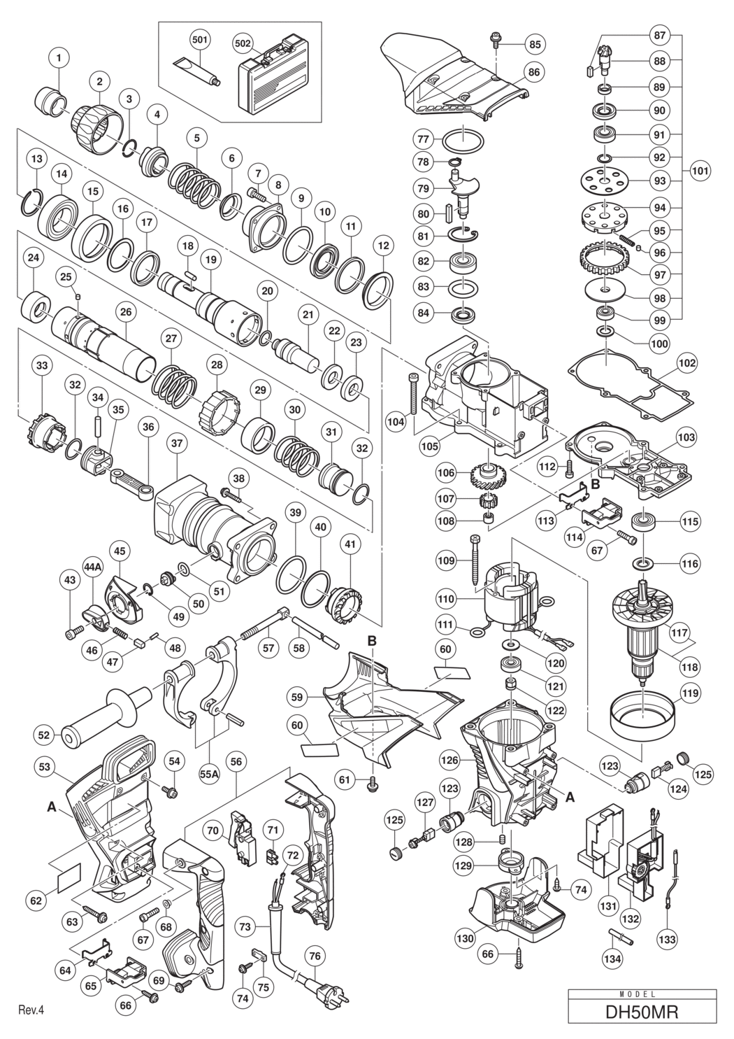 Hitachi / Hikoki DH50MR Hammer Drill Spare Parts