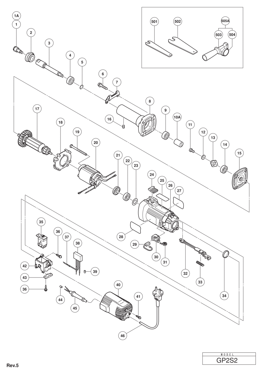 Hitachi / Hikoki GP2S2 Hand Grinder Spare Parts