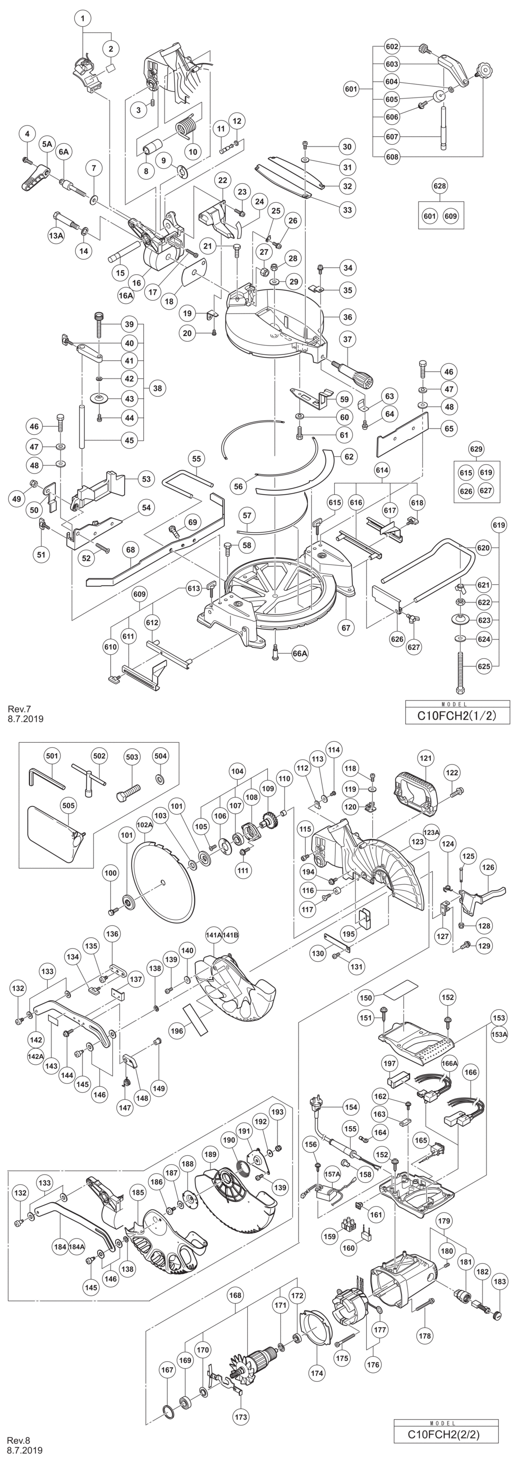 Hitachi / Hikoki C10FCH2 Miter Saw Spare Parts