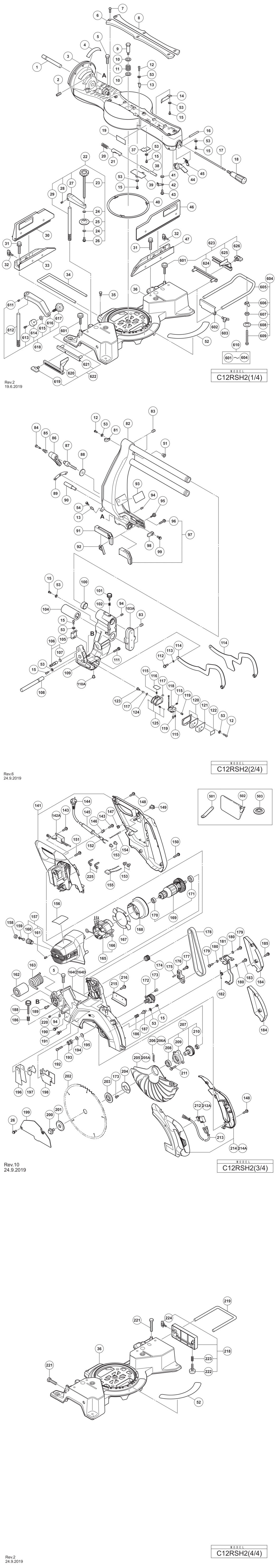 Hitachi / Hikoki C12RSH2 Miter Saw Spare Parts