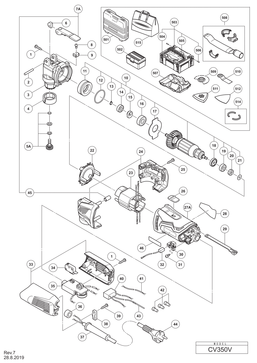 Hitachi / Hikoki CV350V Multi Tool Spare Parts